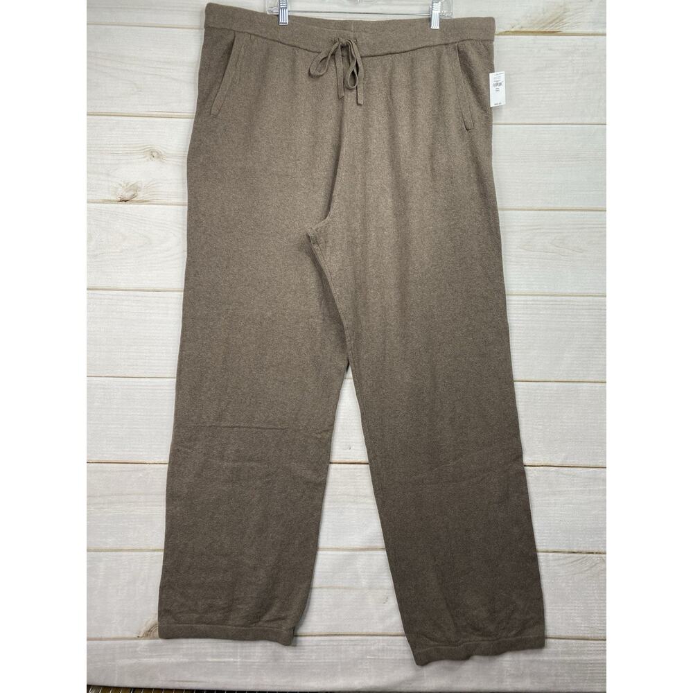 NWT Gap Sweater Pants Womens XXL Tall Brown Drawstring Pull On Pockets Wide Leg